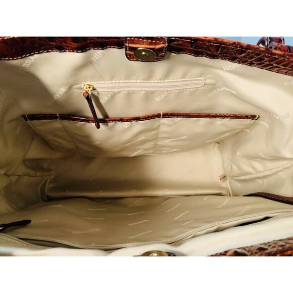 NWT Brahmin Brooke Pecan Pipa Greeting Massachusetts Large Tote Woody New w/ Tag - Picture 4 of 16